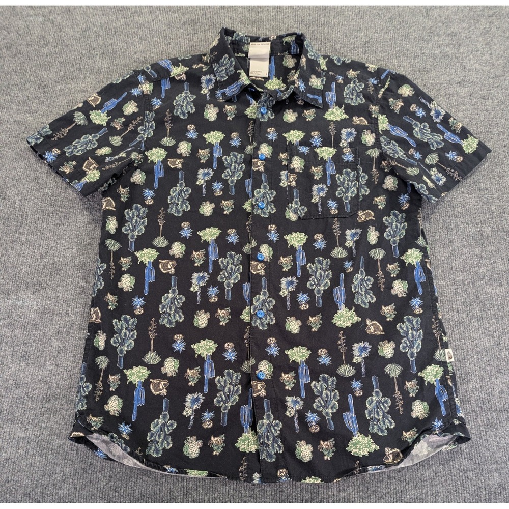 The North Face Mens Cactus Print Short Sleeve Button Down Shirt Black NF0A55ND M